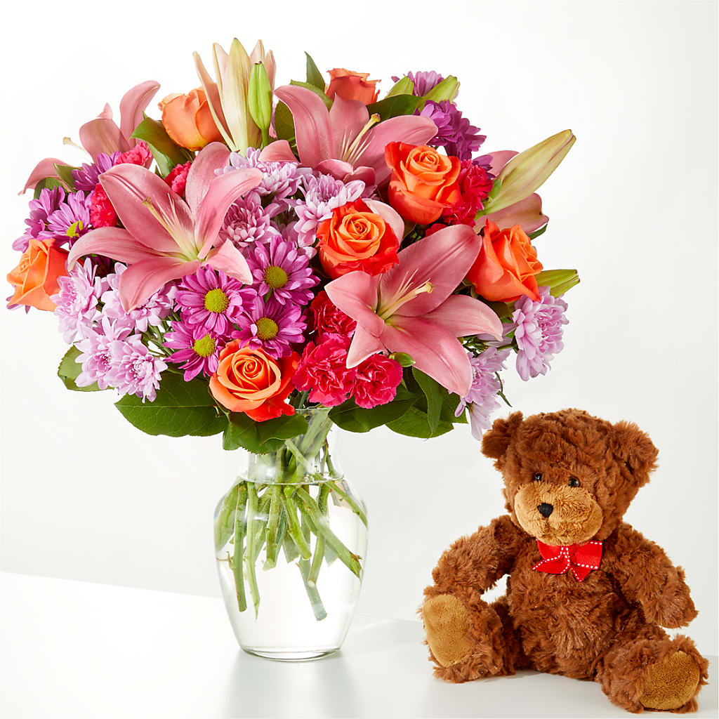 One and Only Bouquet and Bear Bundle – Flowers By Joann, Palm Bay FL