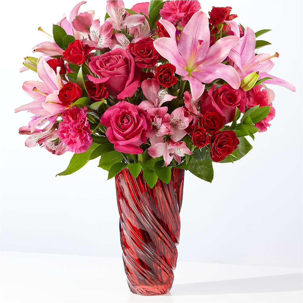 In Love Bouquet with Luxe Swirl Vase – Flowers By Joann, Palm Bay FL