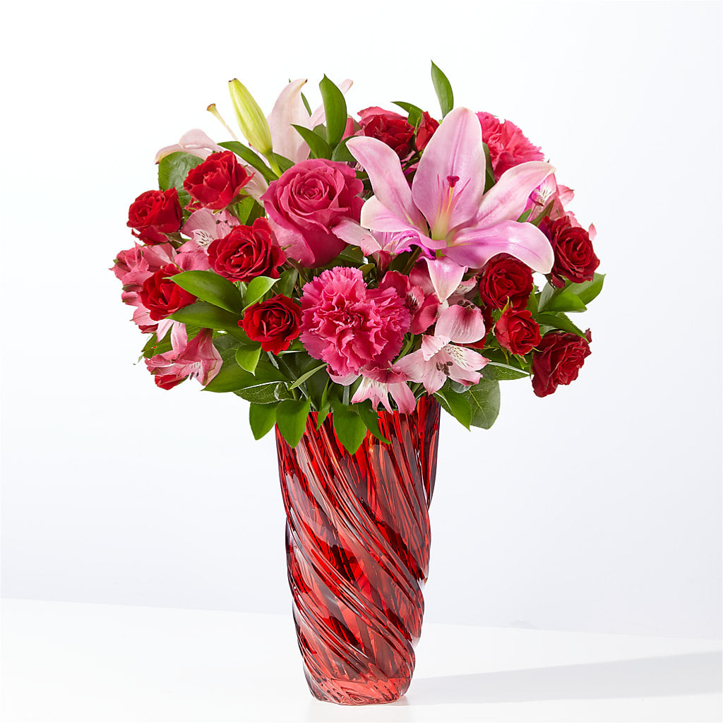 In Love Bouquet with Luxe Swirl Vase – Flowers By Joann, Palm Bay FL