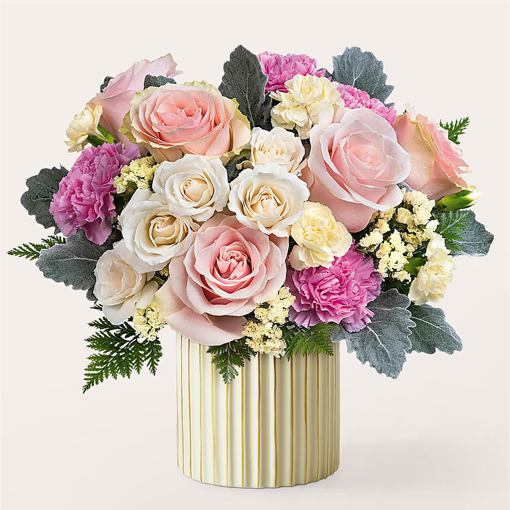 Blissful Moments Bouquet with Ivory Vase – Flowers By Joann, Palm Bay FL