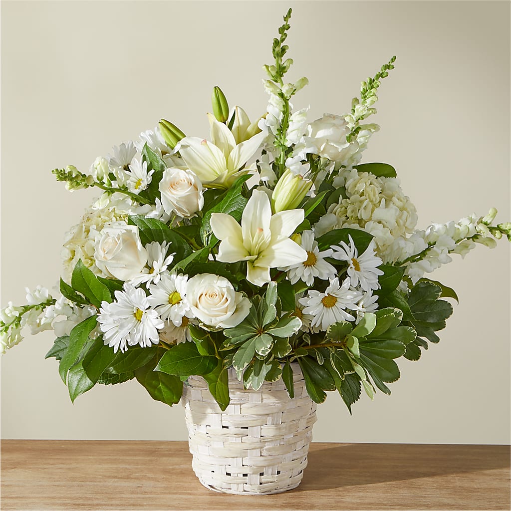 Ivory Elegance Floral Basket – Flowers By Joann, Palm Bay FL