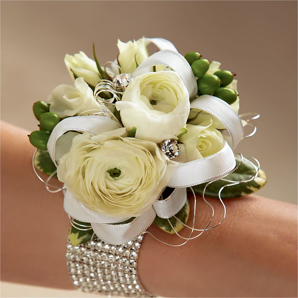 White Wedding Corsage – Flowers By Joann, Palm Bay FL