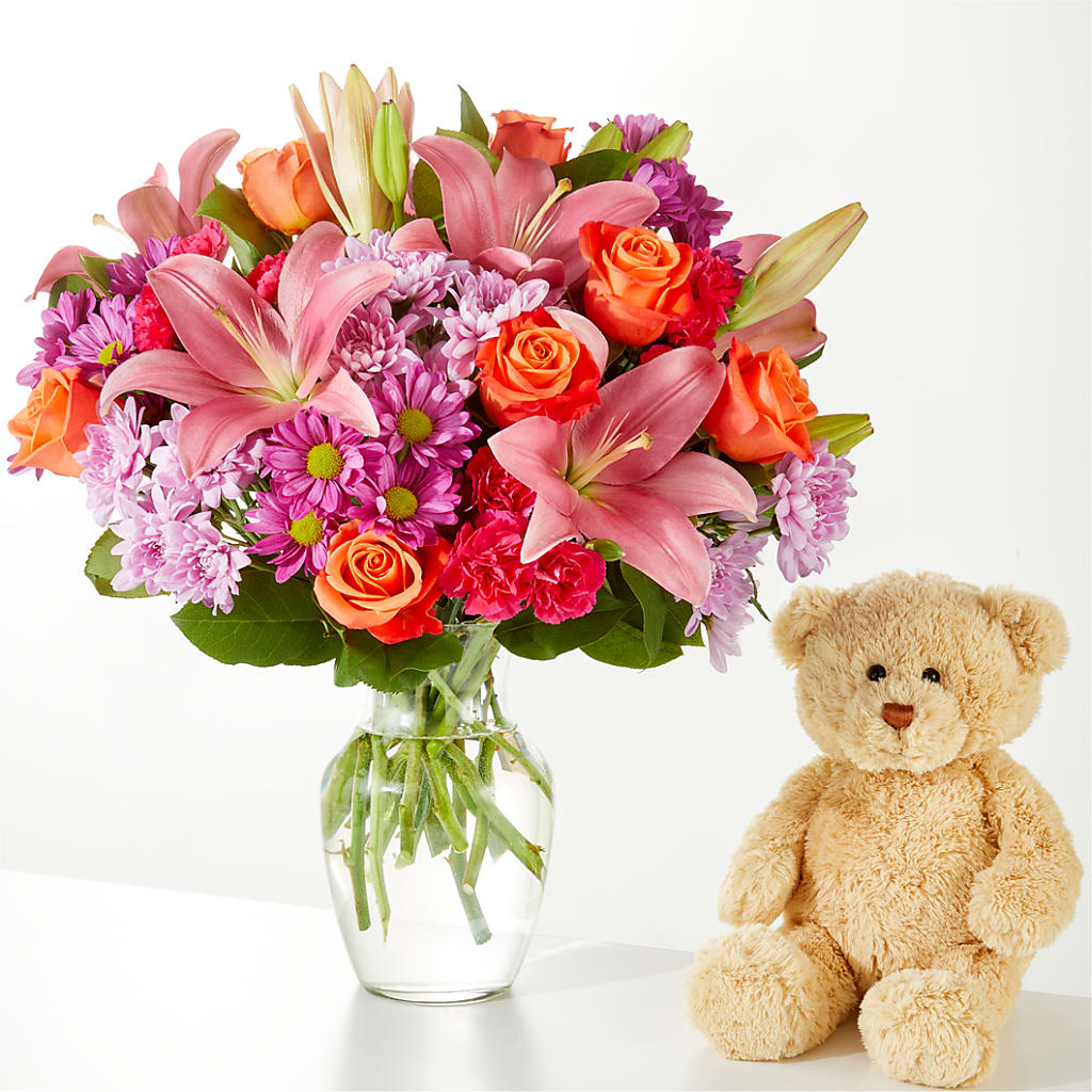 One and Only Bouquet and Bear Bundle –  Flowers By Joann, Palm Bay FL