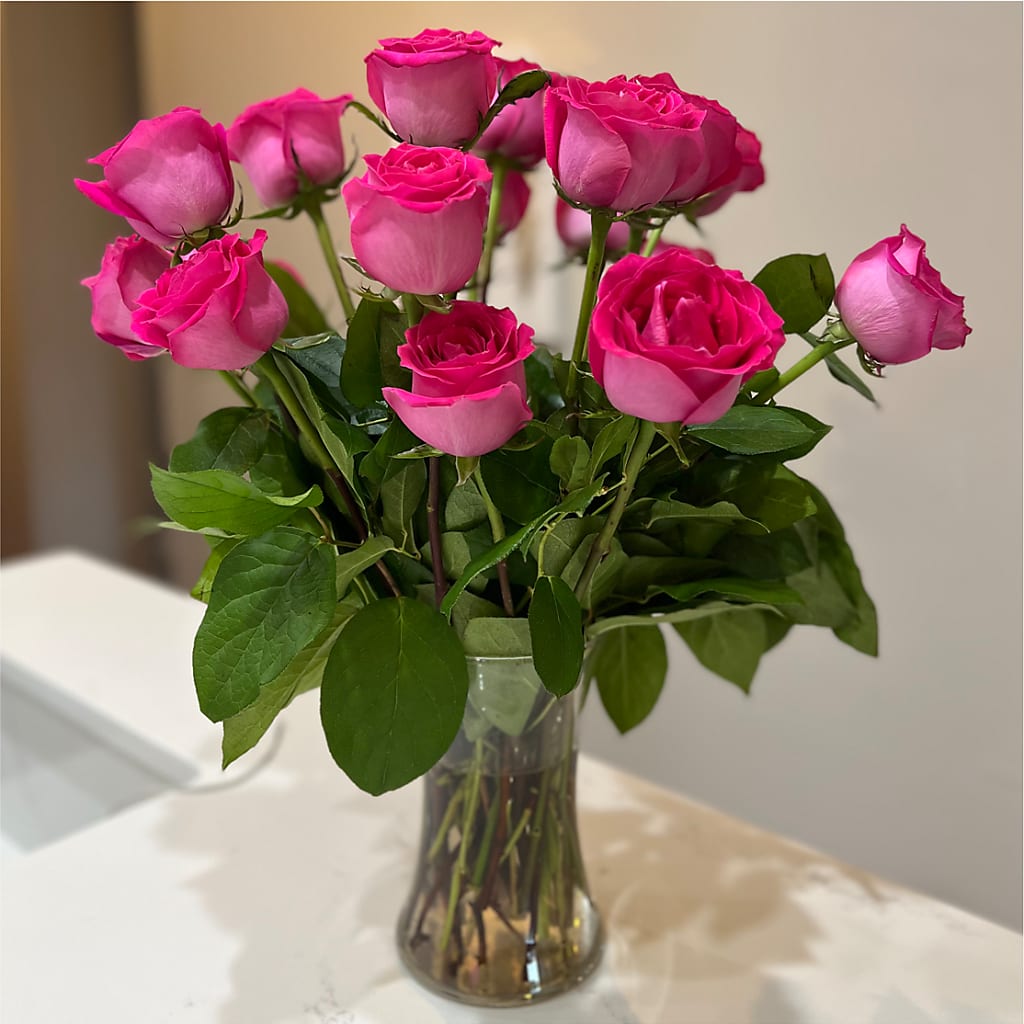 Long Stem Pink Rose Bouquet –  Flowers By Joann, Palm Bay FL