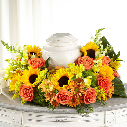 Faithful Sunflower Cremation Adornment –  Flowers By Joann, Palm Bay FL