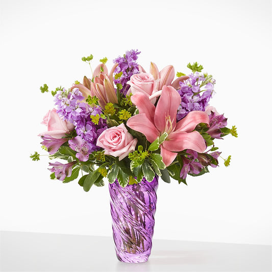 Precious Petals Bouquet with Luxe Swirl Vase –  Flowers By Joann, Palm Bay FL