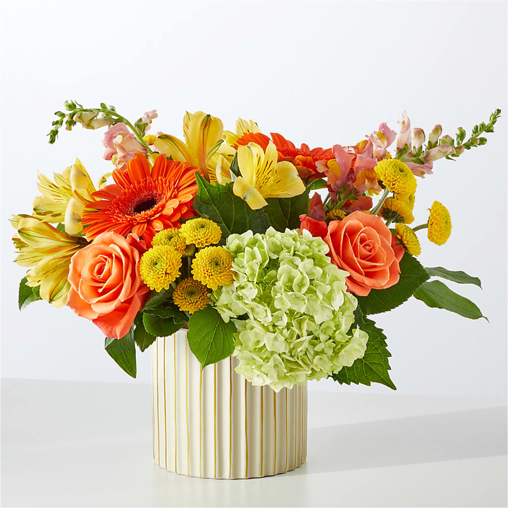 Autumn Sunshine Bouquet with Ivory Vase –  Flowers By Joann, Palm Bay FL