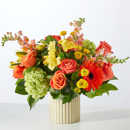 Autumn Sunshine Bouquet with Ivory Vase –  Flowers By Joann, Palm Bay FL