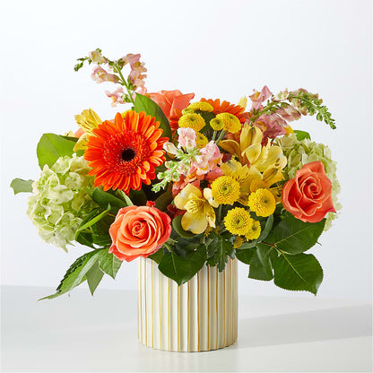 Autumn Sunshine Bouquet with Ivory Vase –  Flowers By Joann, Palm Bay FL