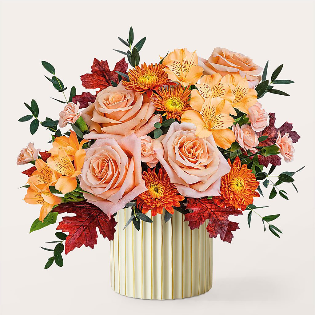 Spiced Latte Bouquet with Ivory Vase –  Flowers By Joann, Palm Bay FL
